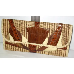 Patch Work Straw Reptile Clutch By Carlos Falchi